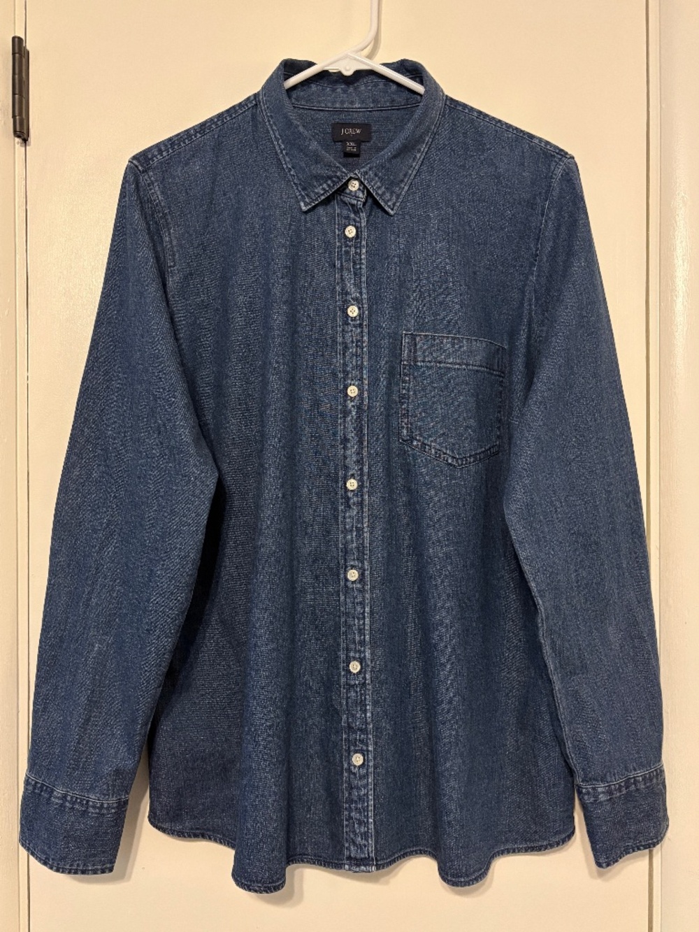 J. Crew Women's L/S Blue Denim Button-Front Shirt Top in Signature Fit  XXL/2XL